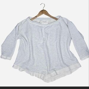 Free People Cream Raw Hem Pullover Sweatshirt Slouchy Boho XS/S Boho Lagen Look